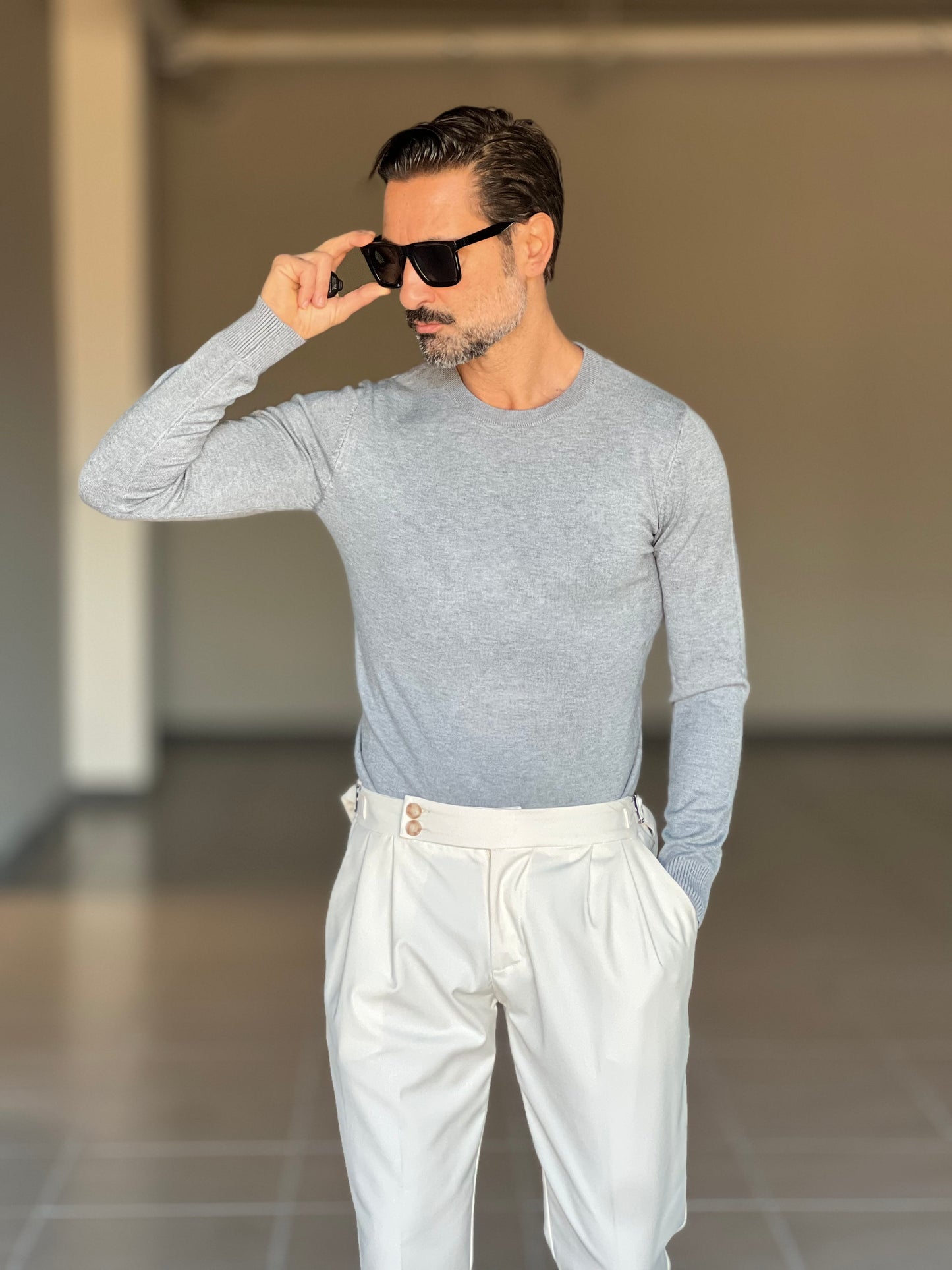 MAGLIA GIRO GRIGIO   VISCOSA E MISTI