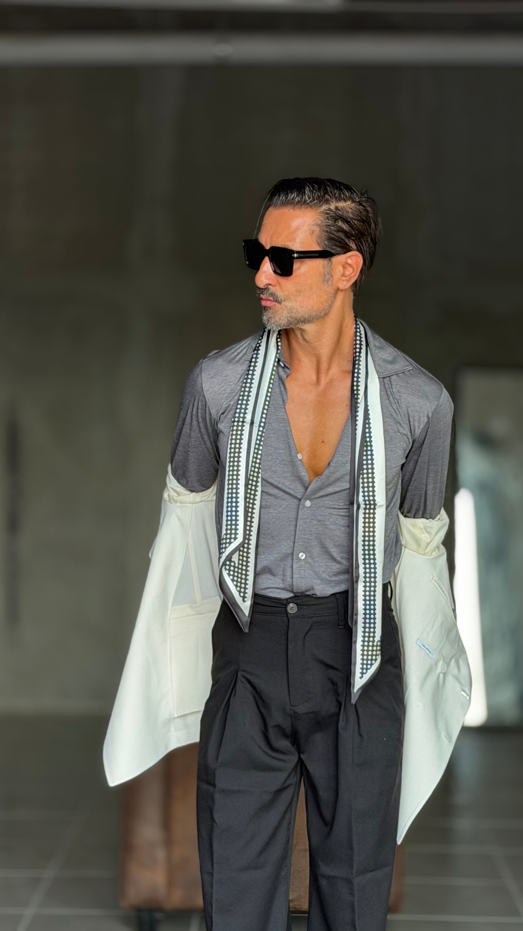 CAMICIA PIOMBO MAGLINA IN JERSEY