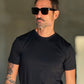 NEW T SHIRT NERA EFFETTO FILO DI SCOZIA