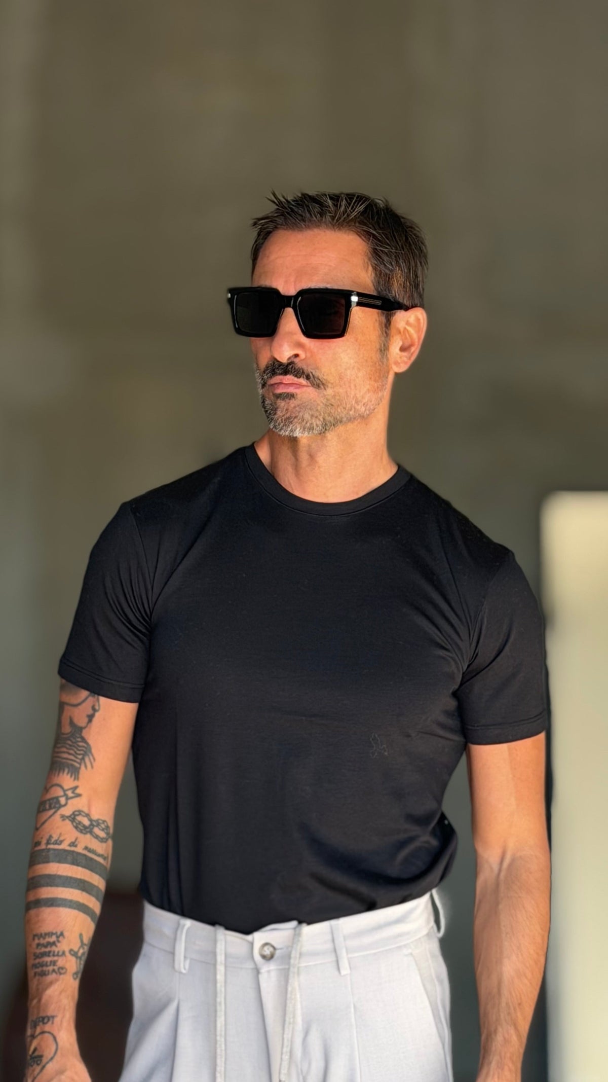 NEW T SHIRT NERA EFFETTO FILO DI SCOZIA