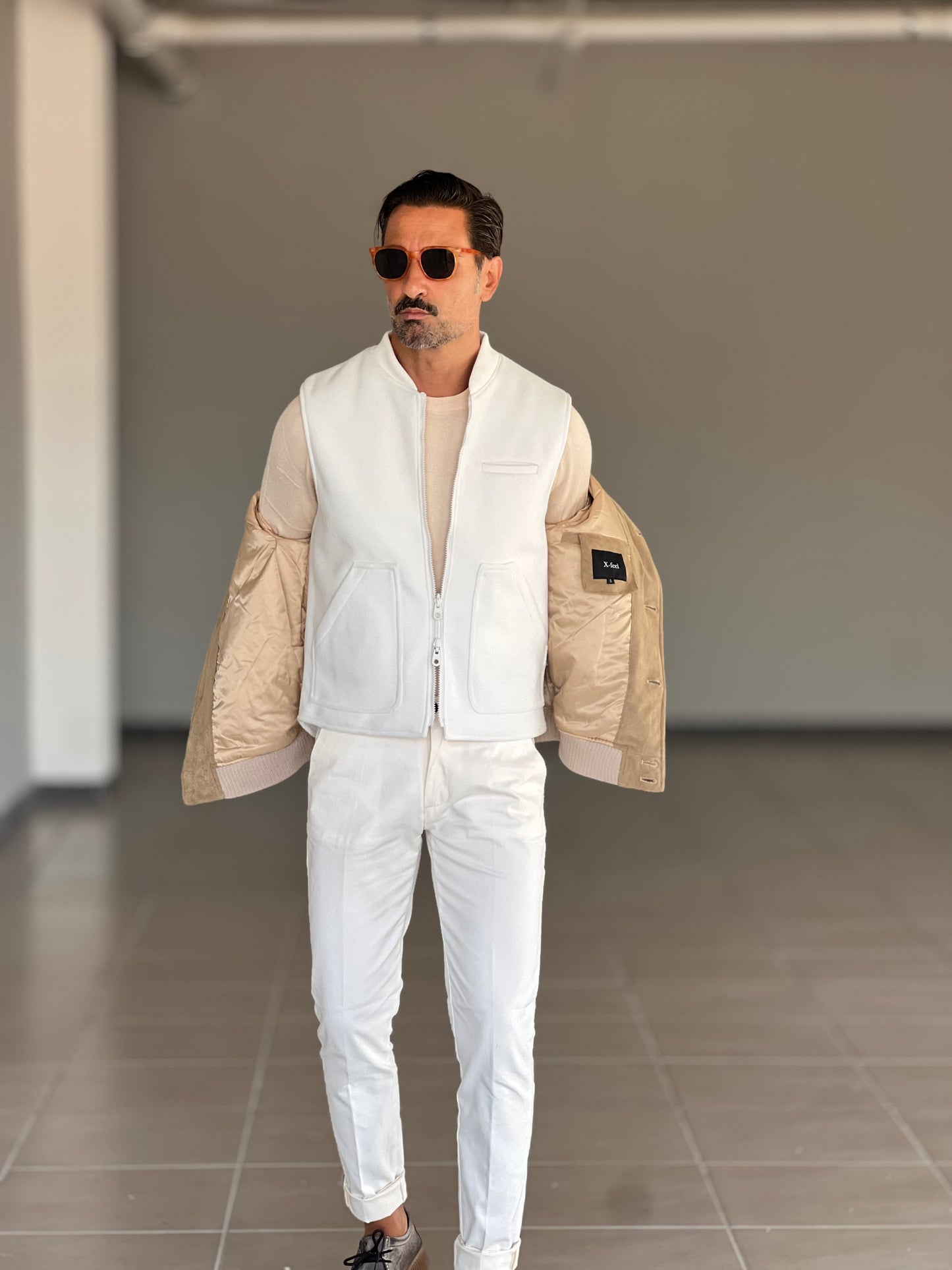 BOMBER PANNO TORTORA COLLO E POLSI IN MAGLIA