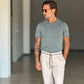 WHITE VISCOSE TROUSERS WITH REGULAR BOTTOM