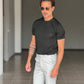 WHITE VISCOSE TROUSERS WITH REGULAR BOTTOM