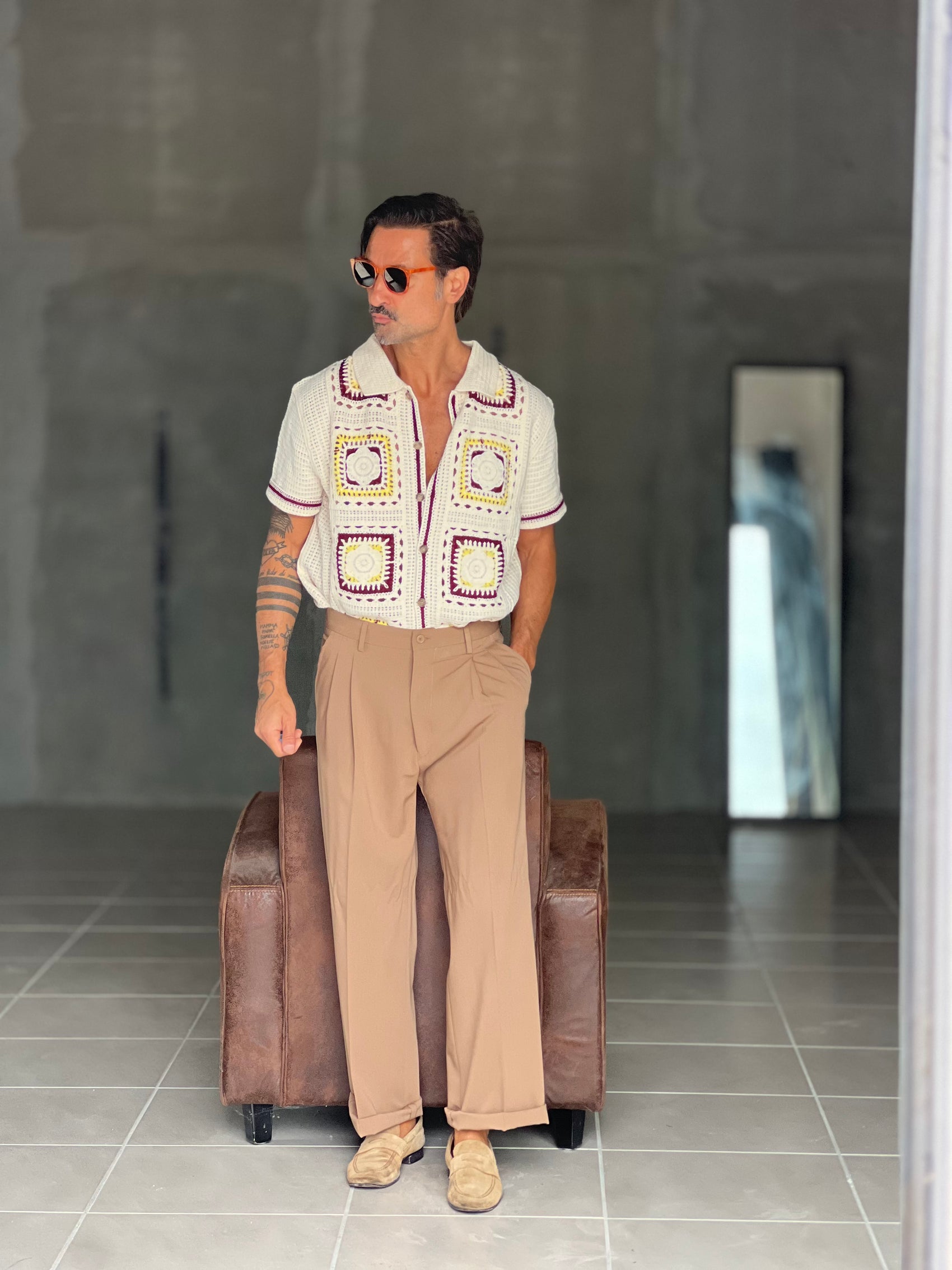WHITE VISCOSE TROUSERS WITH REGULAR BOTTOM