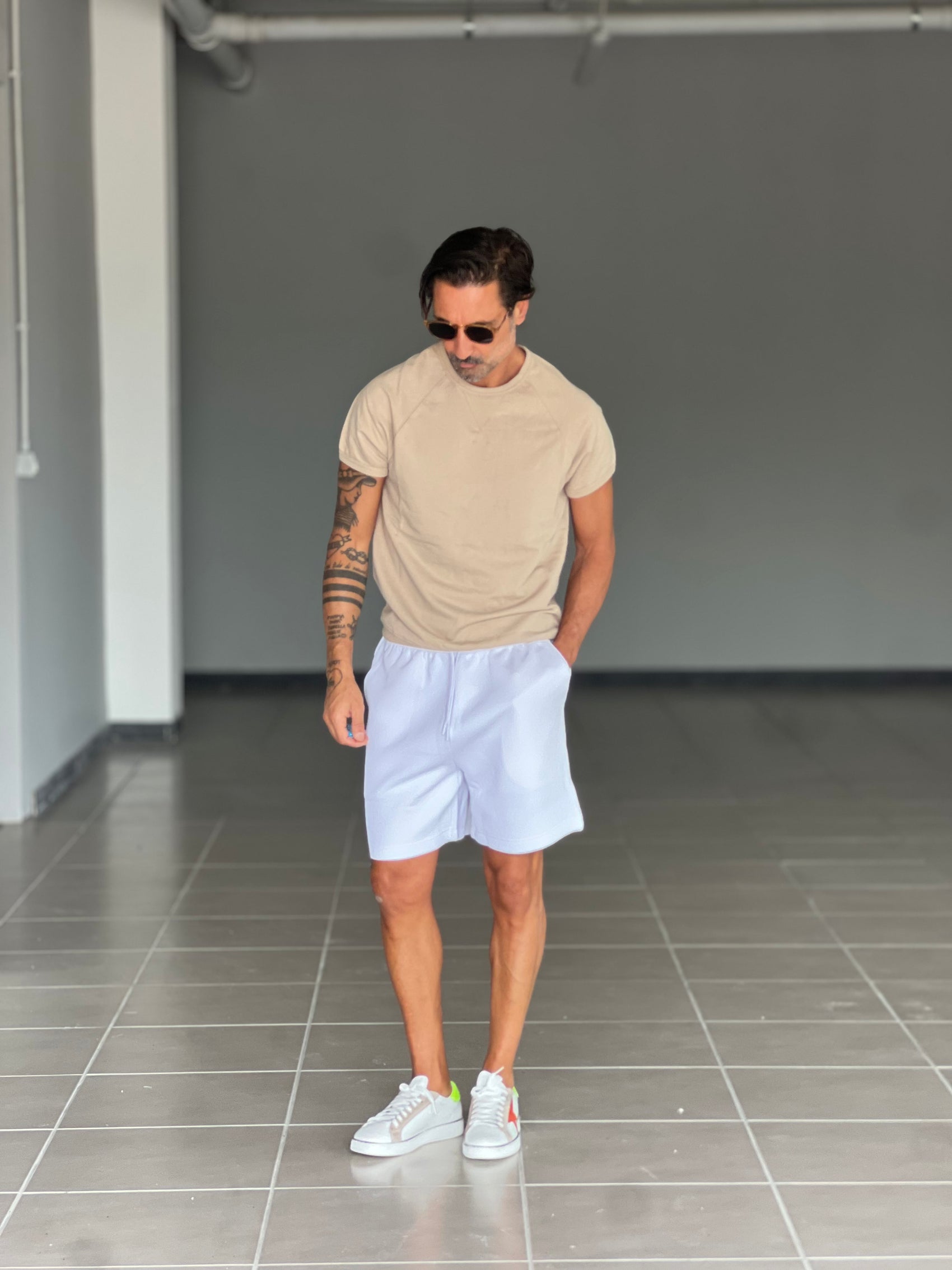 MAGLIA FELPA BEIGE  MEZZA MANICA