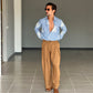 WHITE VISCOSE TROUSERS WITH REGULAR BOTTOM