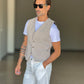 GILET  TESSUTO BEIGE  CHIARO GESSATO