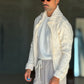 WHITE VISCOSE TROUSERS WITH REGULAR BOTTOM