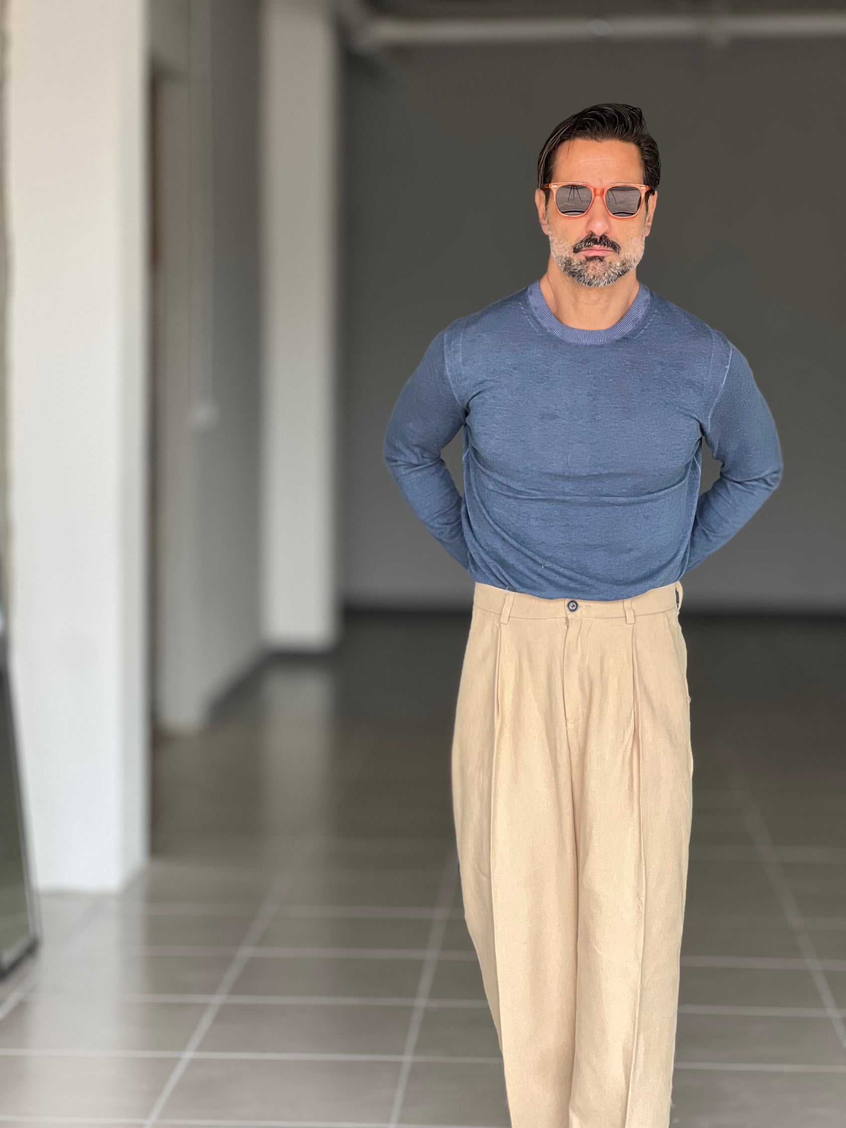 MAGLIA BLU COTONE TINTO  FREDDO