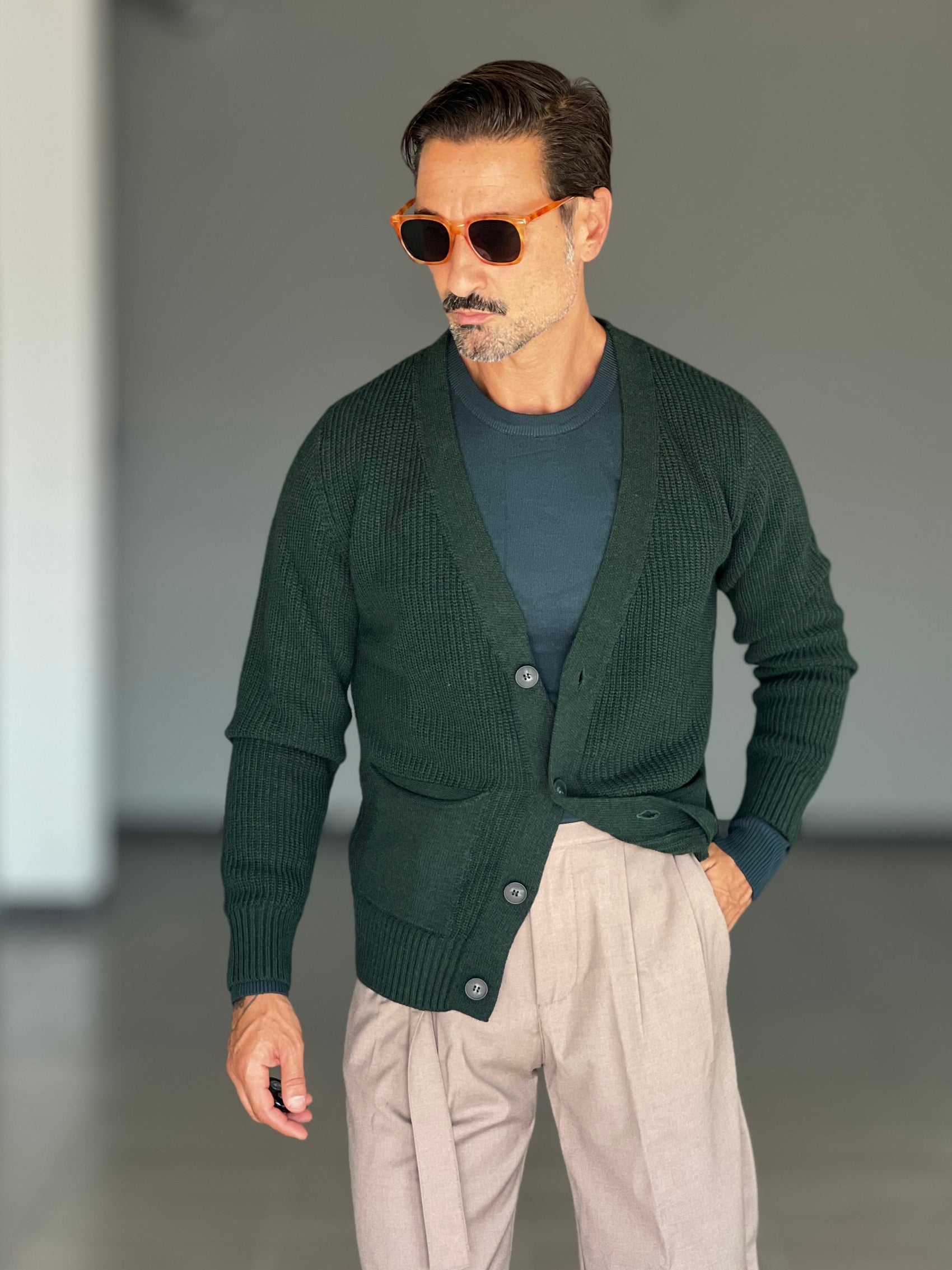 CARDIGAN VERDE MAGLIA INGLESE