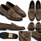 DOUBLE BUCKLE BLACK SUEDE LOAFERS