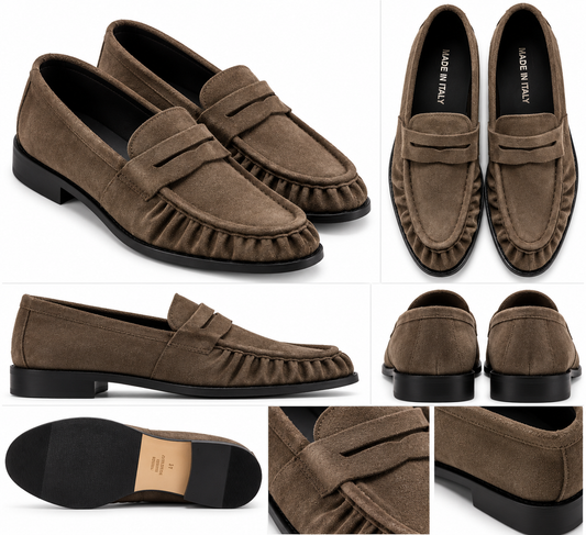 MOCASSINO TAUPE CAMOSCIO  PELLE   ARRICCIATO FONDO GOMMA