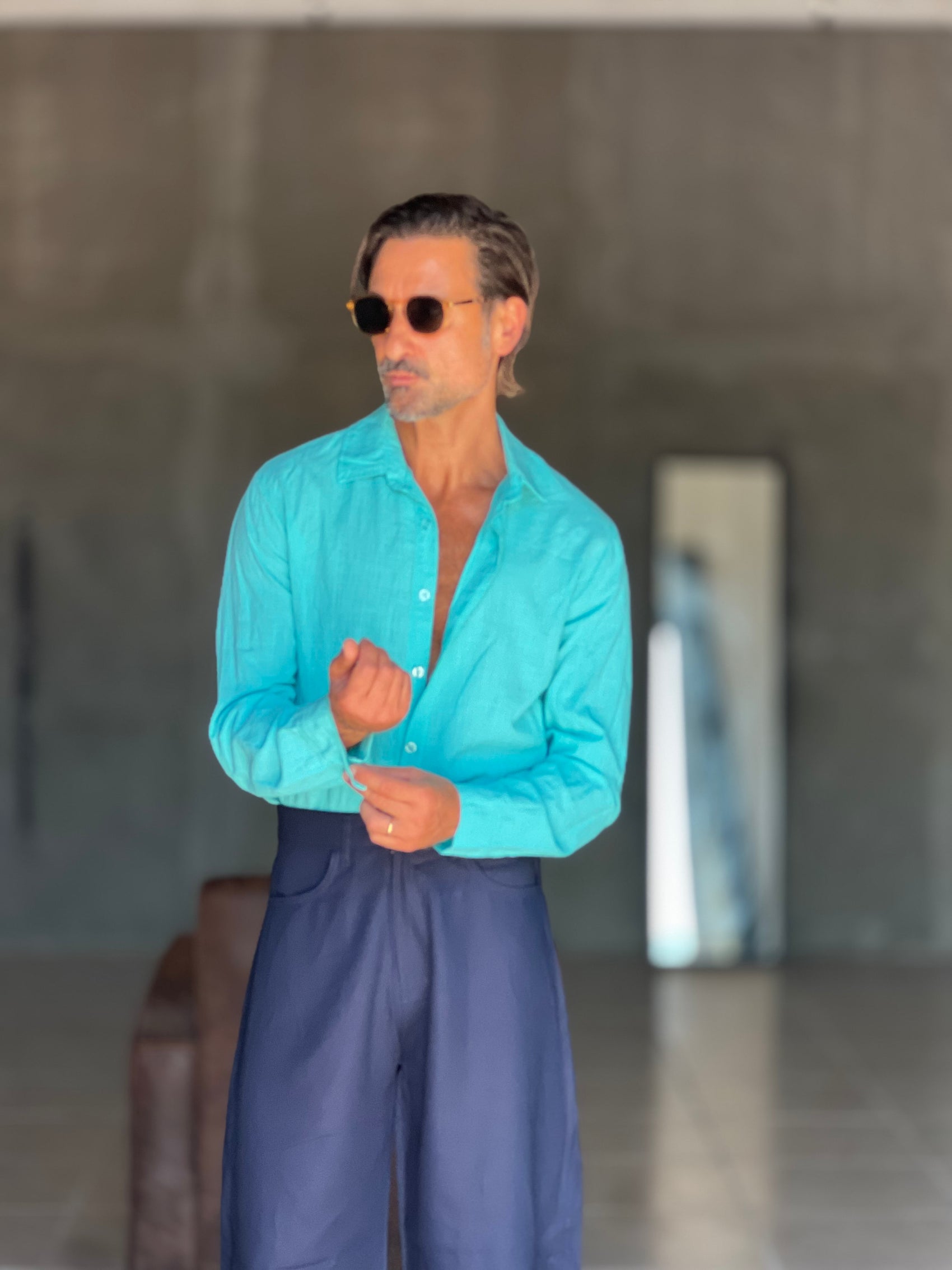 WHITE VISCOSE TROUSERS WITH REGULAR BOTTOM