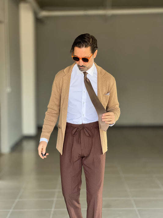 PANTALONE  PINCES MORO CREP DI  VISCOSA G PLAY INSERTO CINTURA 0025