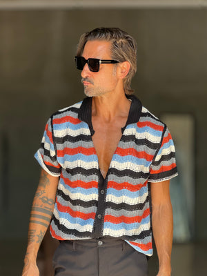 POLO CARDIGAN  RIGA NERA  MULTIRIGA ORIZZONTALE