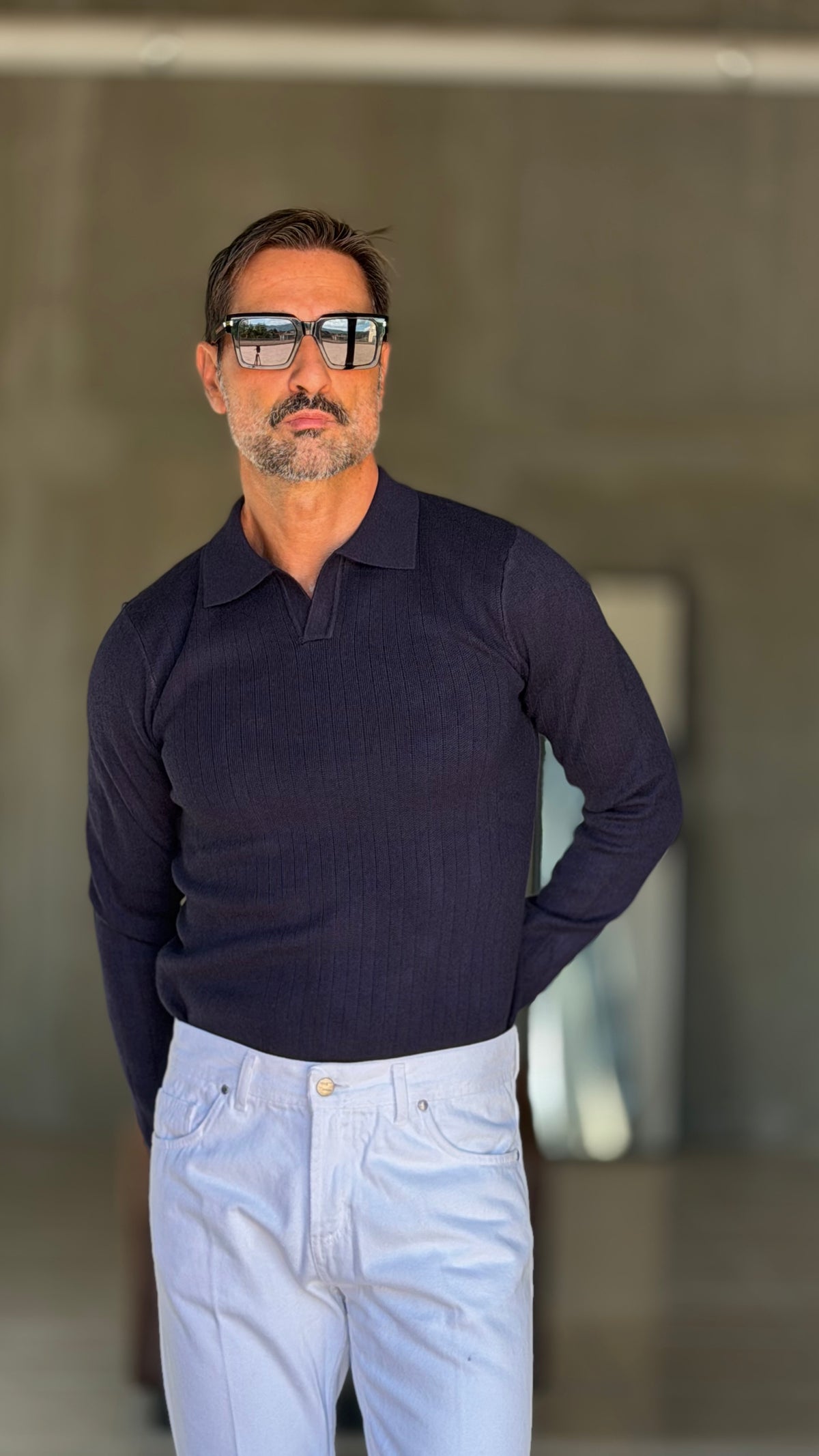 POLO BLU TELAMIRA COSTINA COLLO AMERICANO