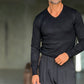 PULLOVER  NERO SCOLLO V VISCOSA E MISTI