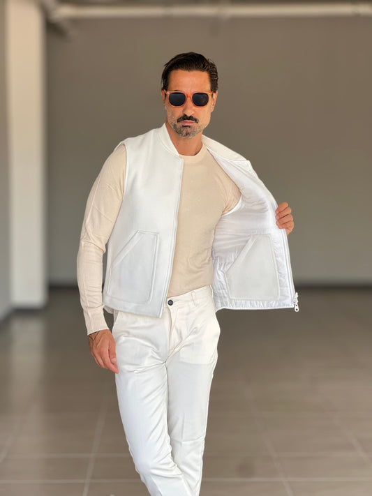 GILET  BIANCO PANNO E PIUMINO REVERSIBILE