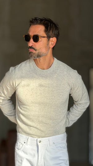PULLOVER GRIGIO CHIARO LANA CASHMERE 3% E MISTI