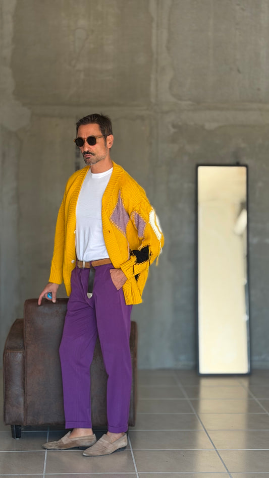 PANTALONE  VIOLA VISCOSA E MISTI TASCA AMERICA