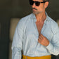 CAMICIA MILLERIGHE VERDE  STRETCH POPELINE DI COTONE