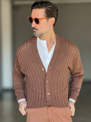 CARDIGAN  MORO TESSUTO OPERATO 0071