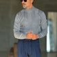 PULLOVER GRIGIO MEZZO COLLO TRECCIA VISCOSA