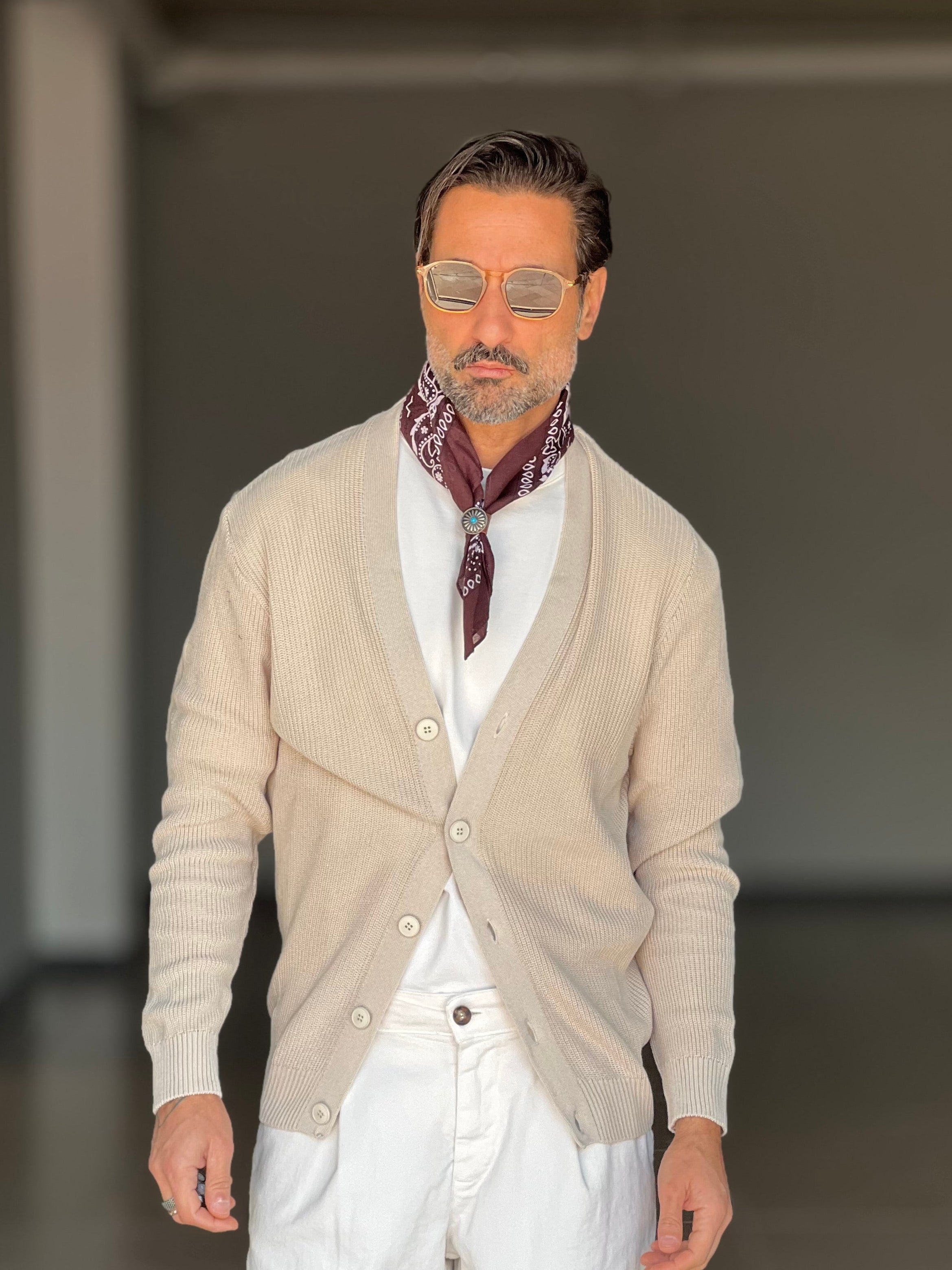 CARDIGAN AVORIO  DERBY COTONE OVER FIT