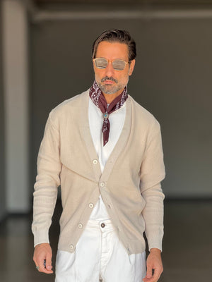 CARDIGAN AVORIO  DERBY COTONE OVER FIT 0018