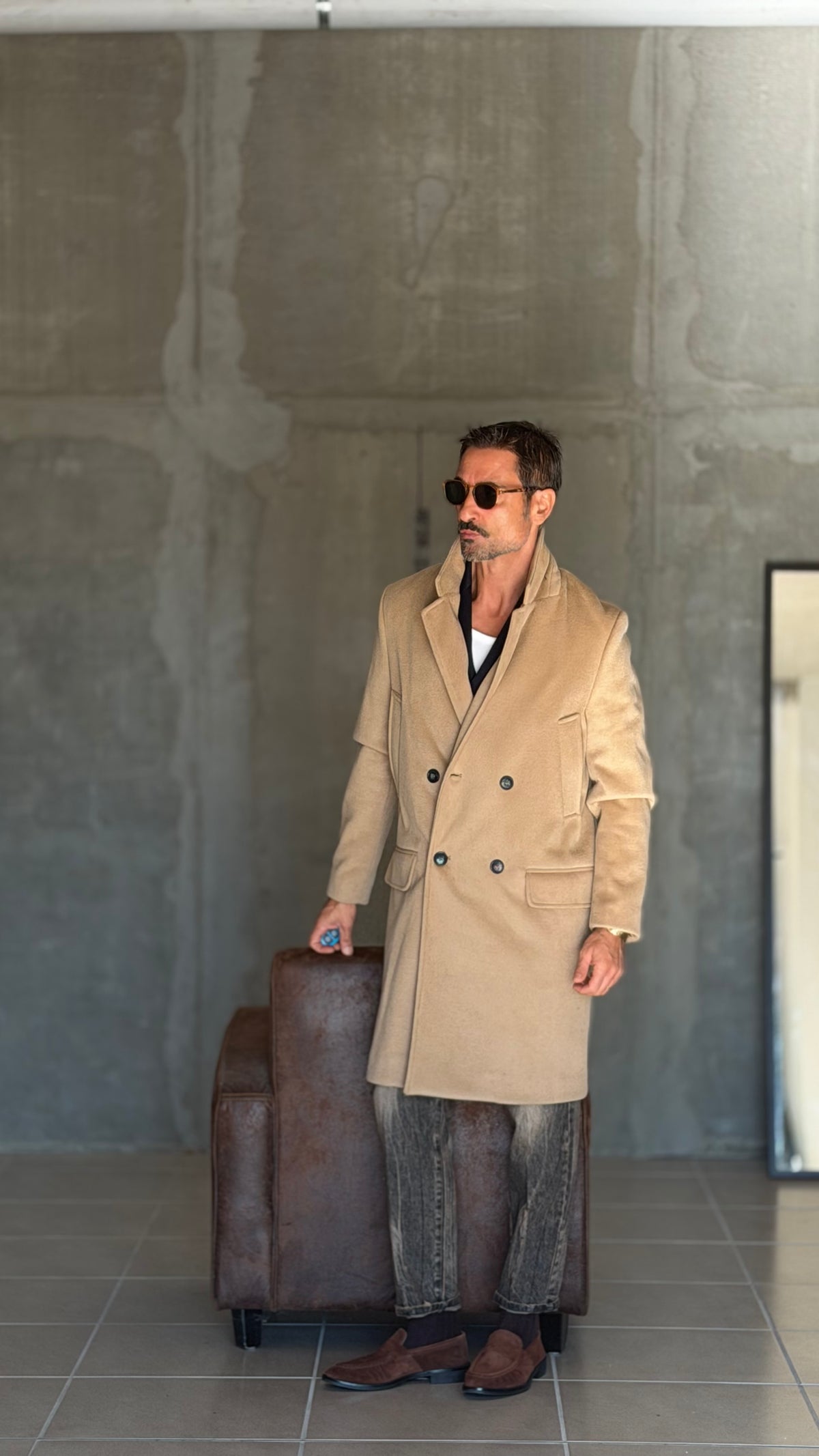 CAPPOTTO CAMMELLO DOPPIPETTO OVER FIT EFFETTO PANNO VISCOSA E MISTI TELAMIRA