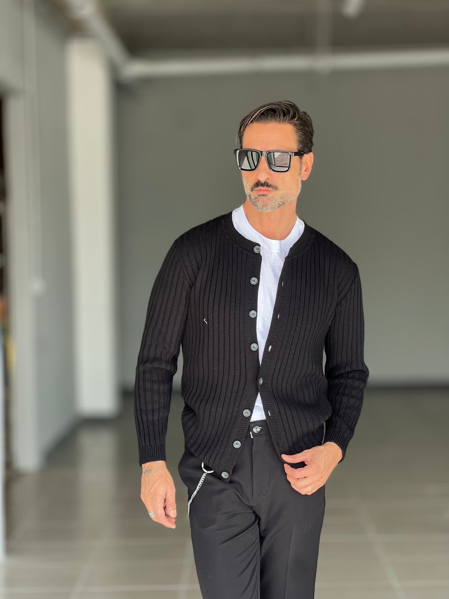 BLUE THREAD COTTON CREW NECK SWEATER