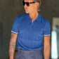 POLO BLU    OPERATA COLLO AMERICANO DISEGNO TRECCIA