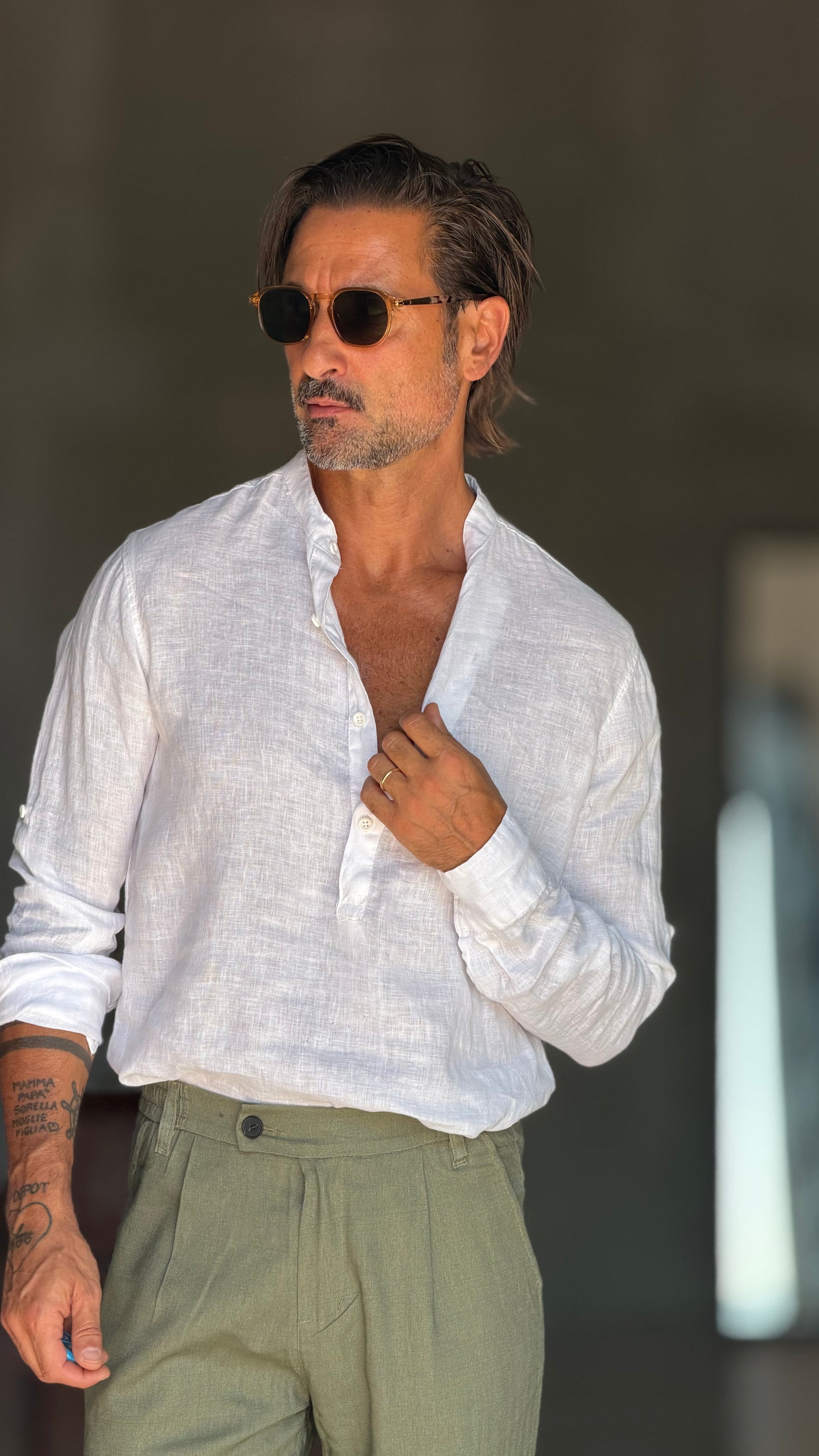 CAMICIA  SERAFINO BIANCO LINO PURO