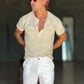 T SHIRT SERAFINO CREMA  MISTO LINO