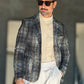 GIACCA TARTAN FONDO BLU E BEIGE EFFETTO PANNO BL11