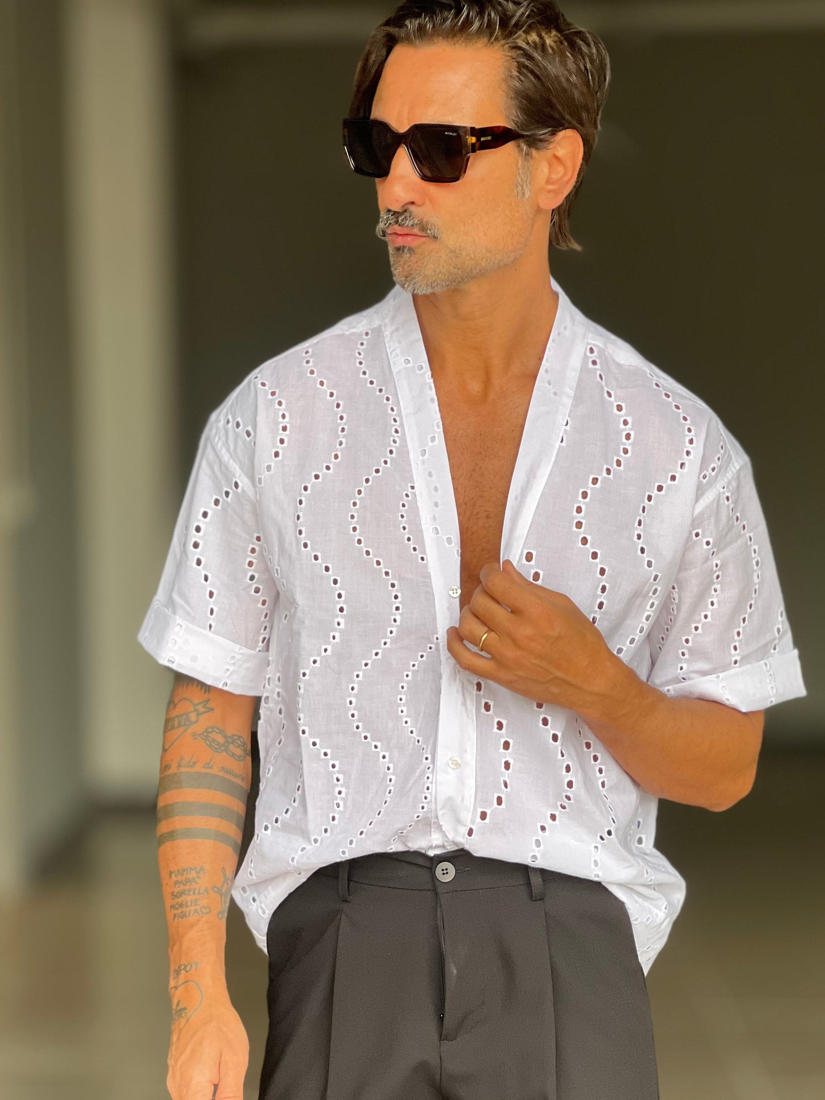 CAMICIA   BIANCA KIMONO  CROP LINO E MISTI 00202