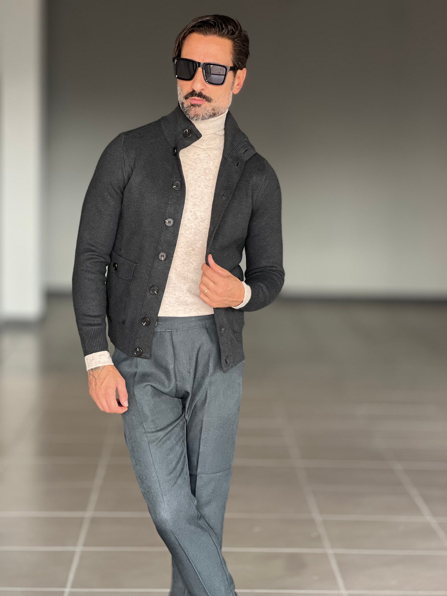 BEIGE COTTON OPEN CARDIGAN