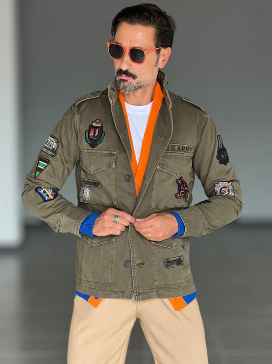 FILL JACKET VERDE PATCH IMBOTTITA  TASCHE