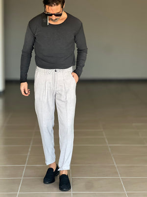 WHITE VISCOSE TROUSERS WITH REGULAR BOTTOM