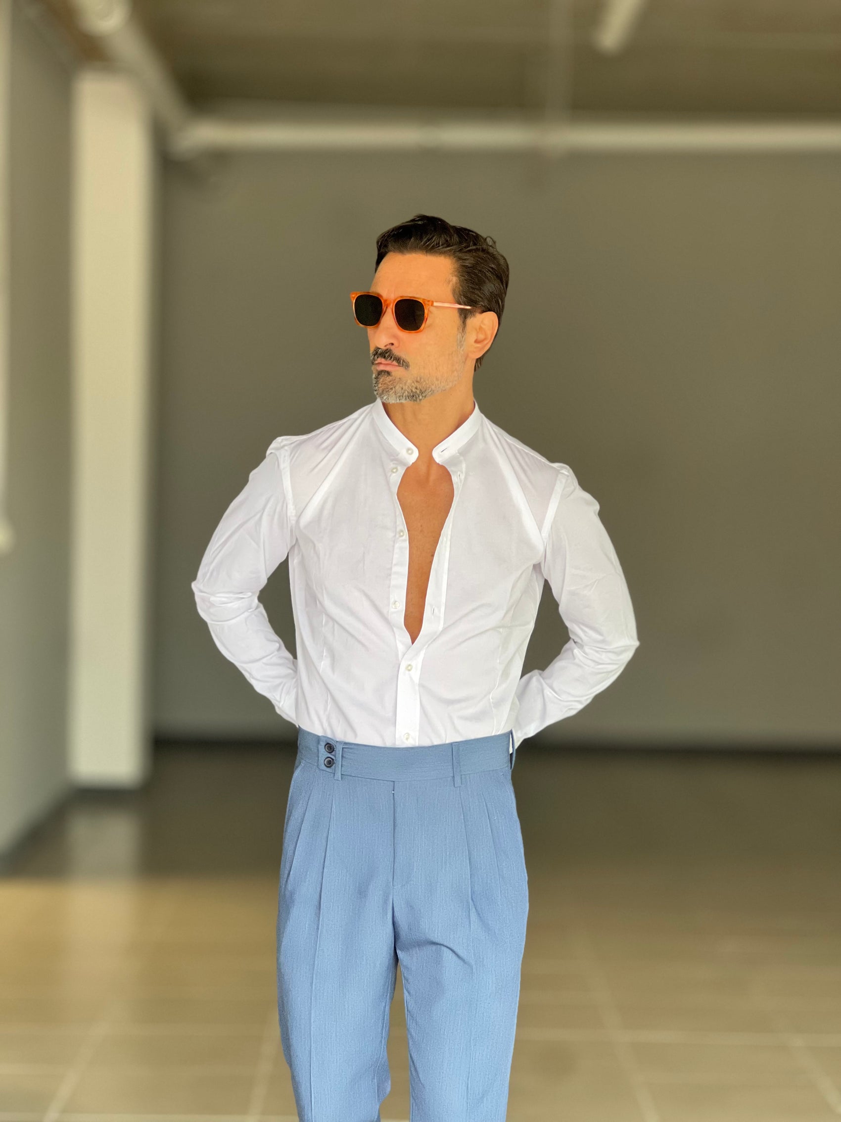 CAMICIA BIANCA COREANA   POPELINE DI COTONE STRECH