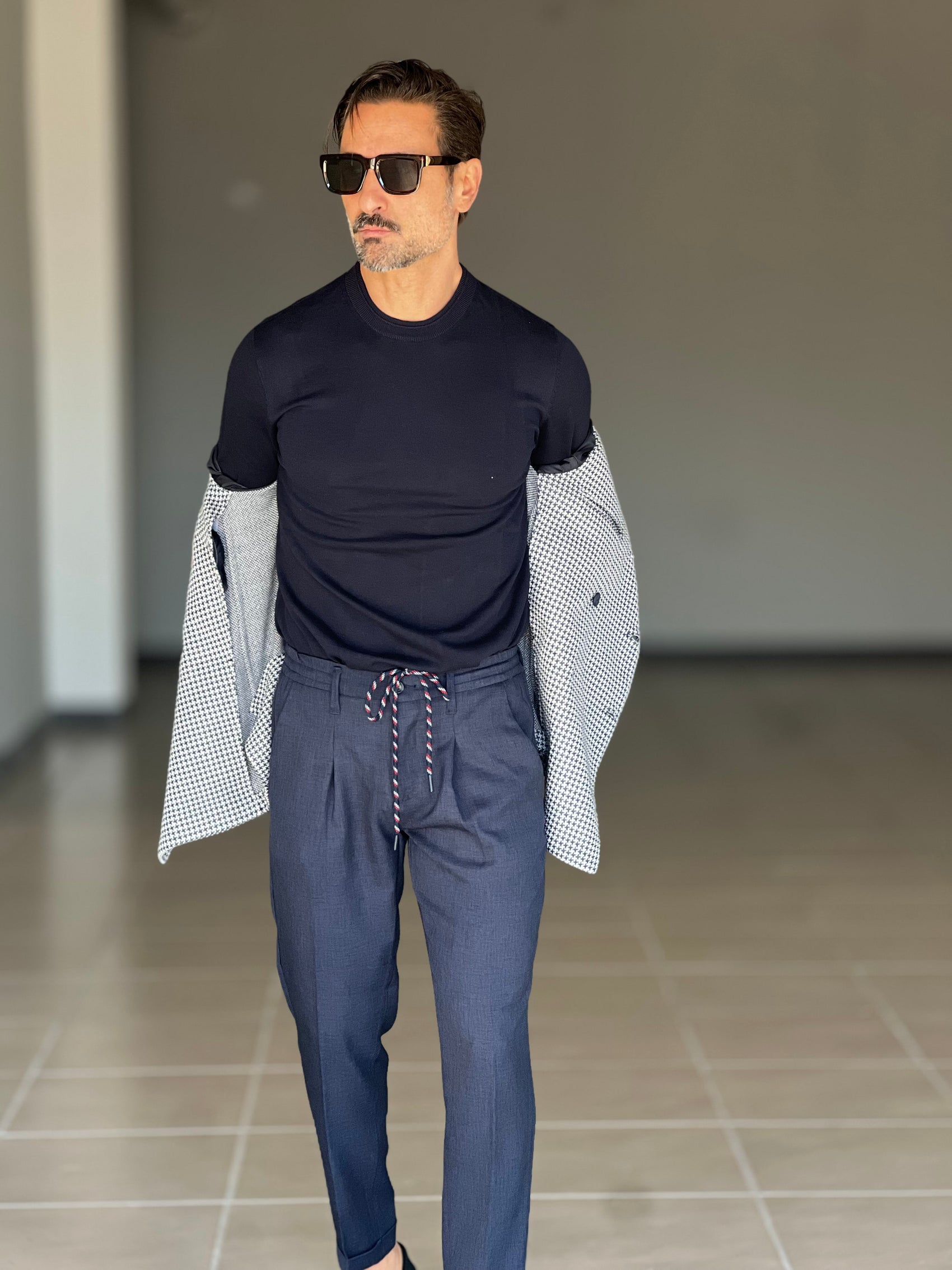 MAGLIA  BLU 2 FILI COTONE