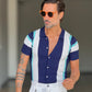 POLO CARDIGAN  MULTIRIGA BLU COLLO AMERICANO 00125