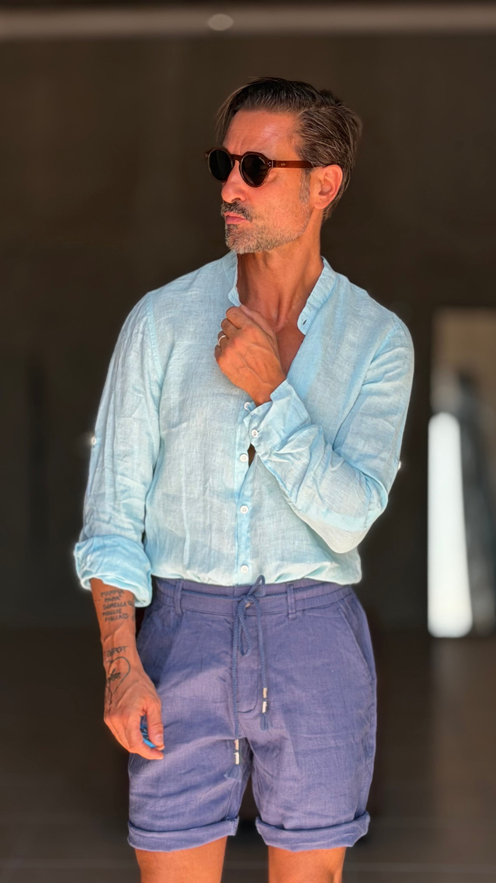 CAMICIA TURCHESE COREANA    LINO