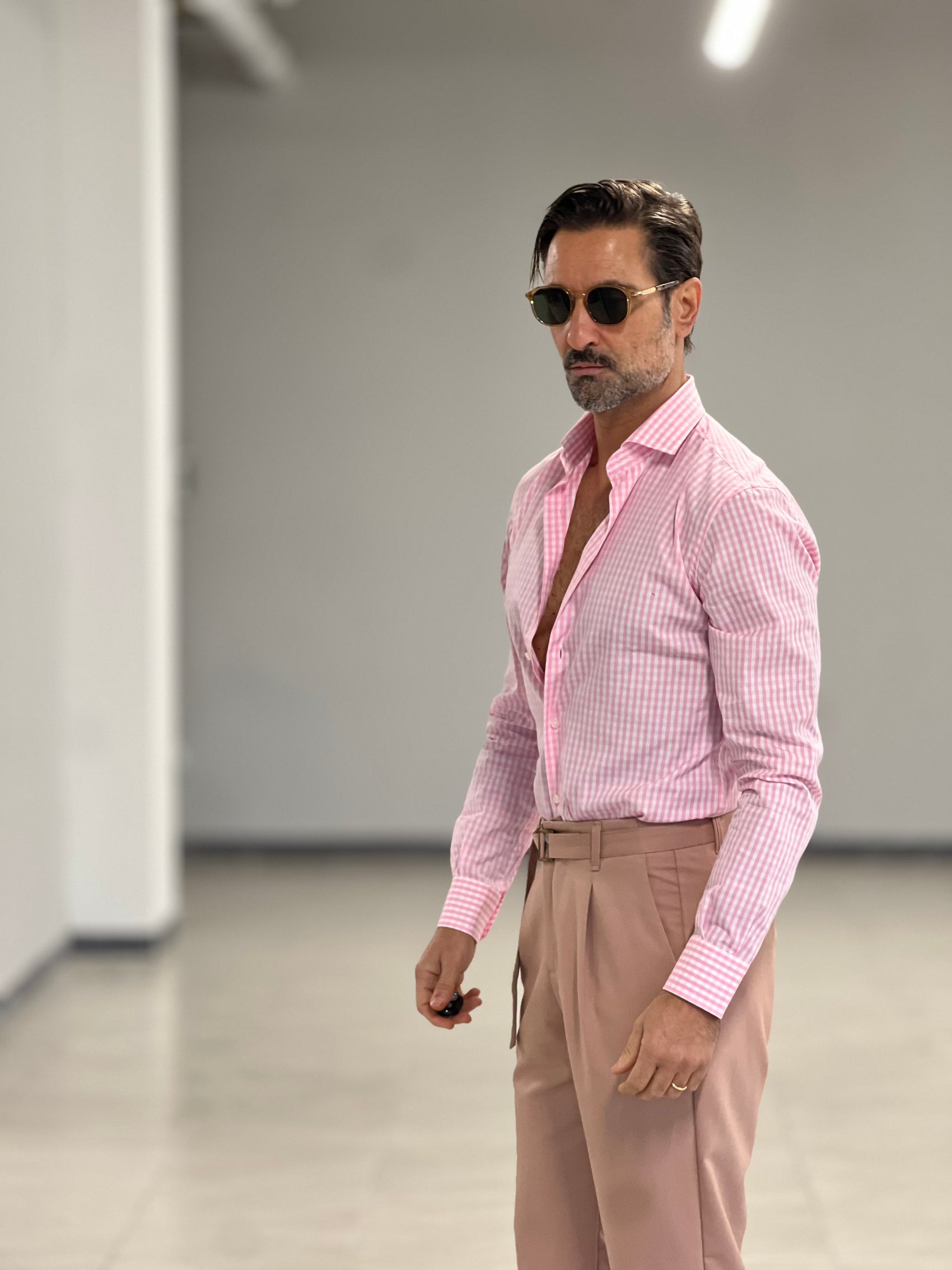 CAMICIA DEPOT QUADRETTO BIANCO E ROSA  . COTONE DOPPIO RITORTO 002