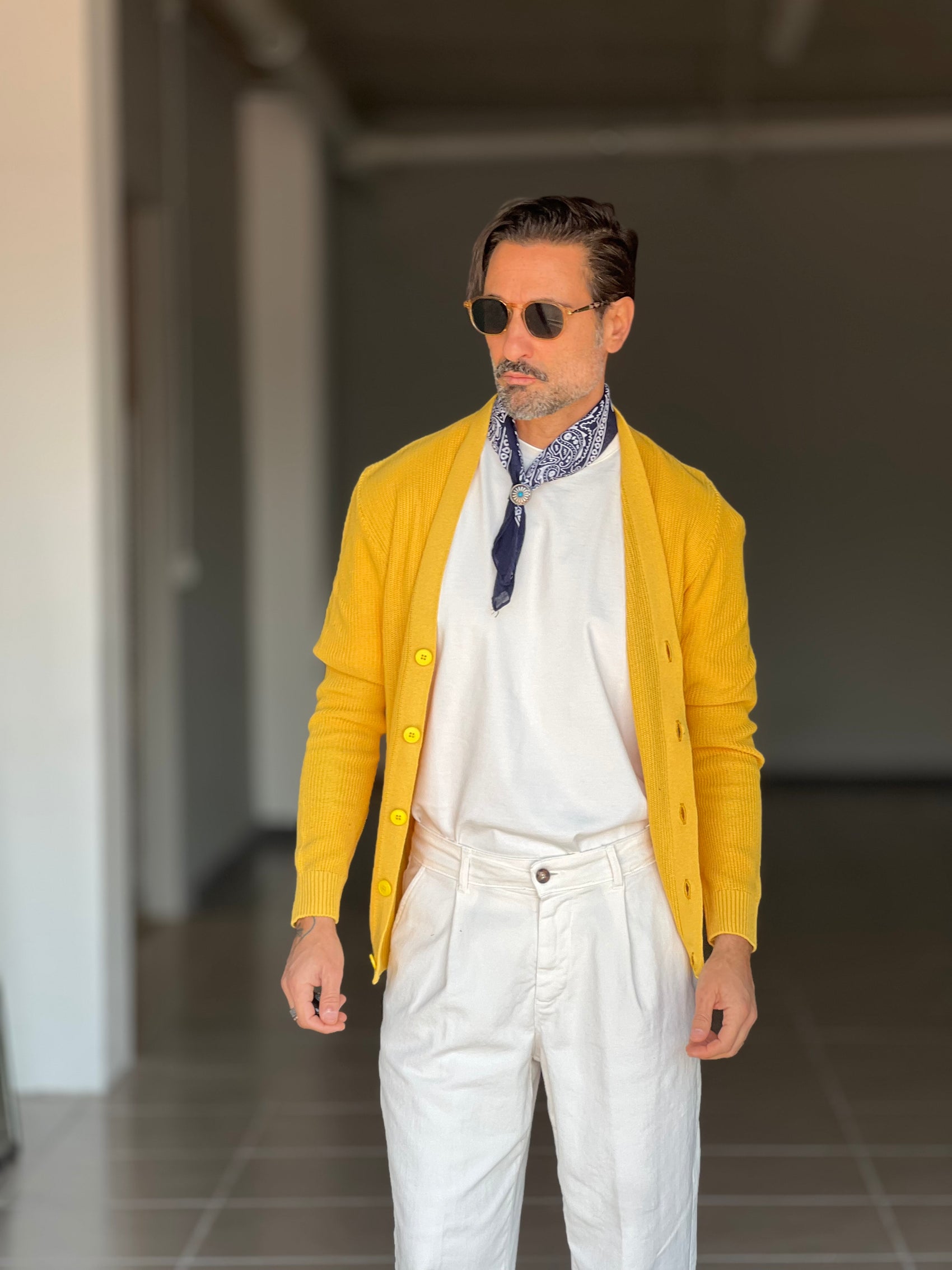 CARDIGAN GIALLO DERBY COTONE OVER FIT