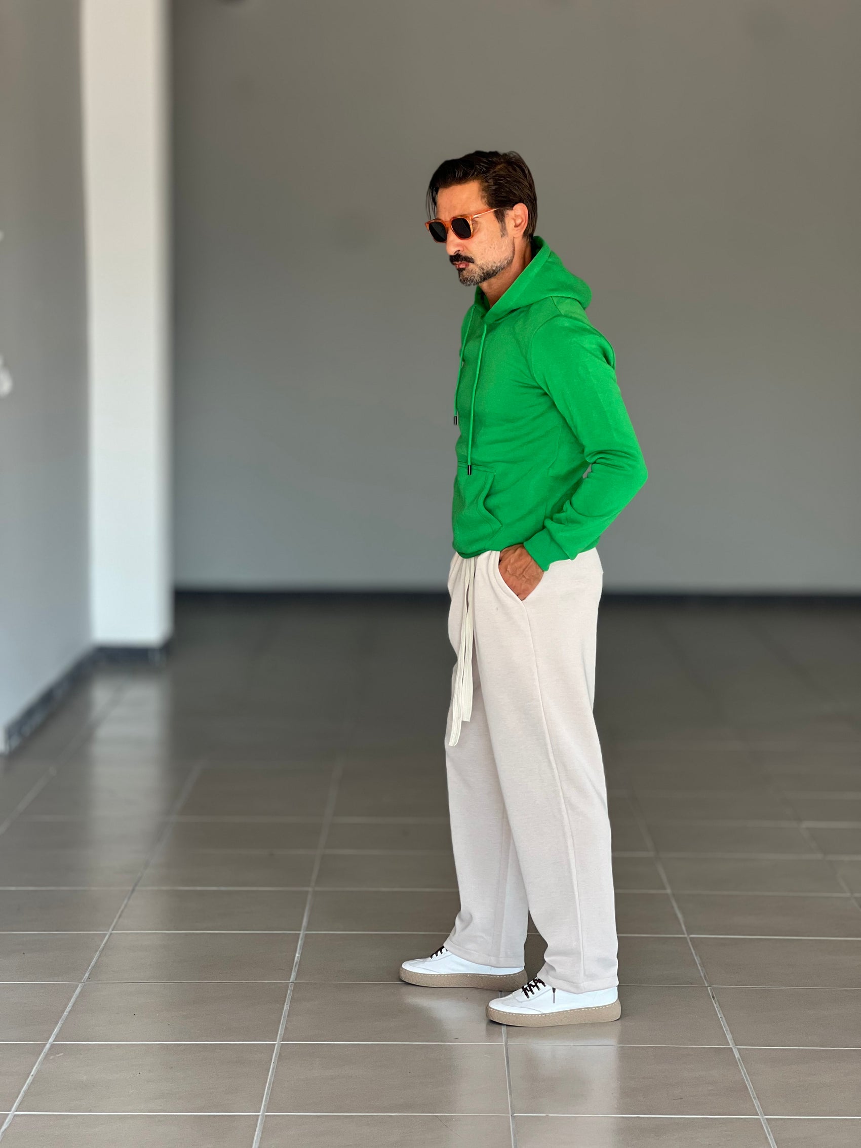 FELPA   VERDE SMERALDO CAPPUCCIO