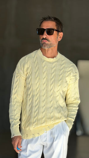 PULLOVER GIALLO  TRECCIA ROTTURE RUGULAR