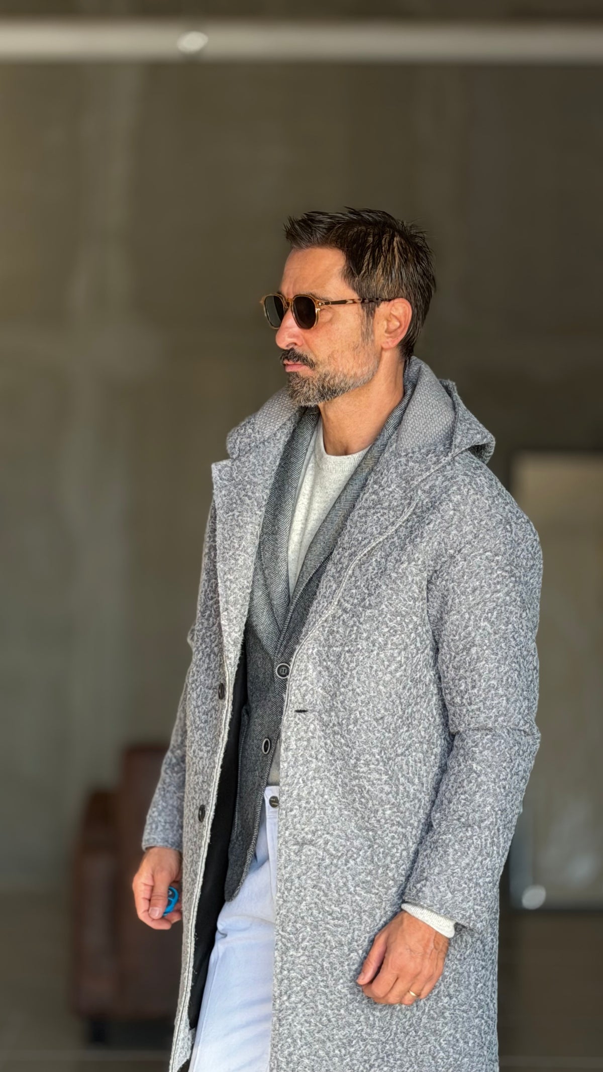 BLUE HIGH NECK COAT