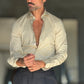 CAMICIA SABBIA STRETCH POPELINE DI COTONE SLIMFIT