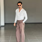WHITE VISCOSE TROUSERS WITH REGULAR BOTTOM